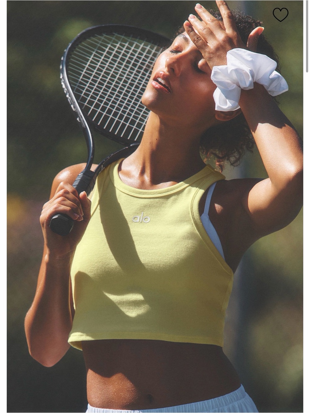 ALO Aspire Yoga Women's Yellow Ribbed Crop Tank Top